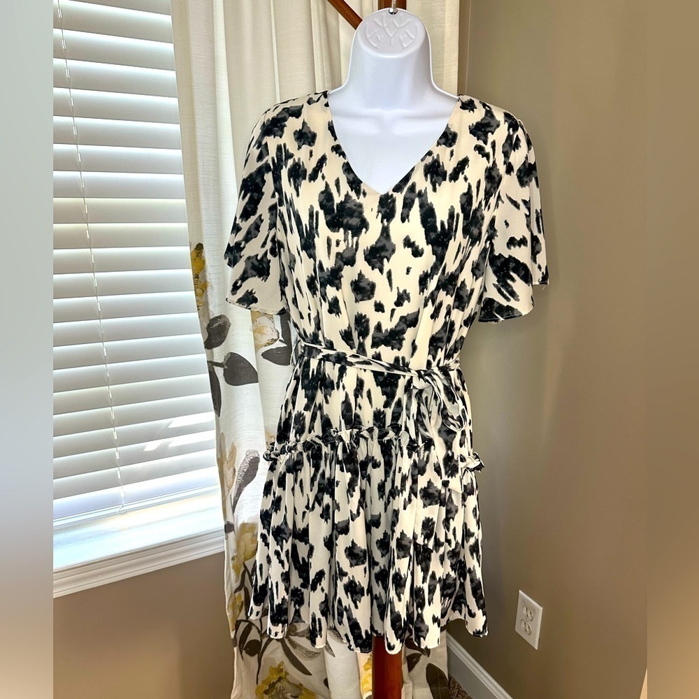 She + Sky Animal Print Ruffle Dress Size S